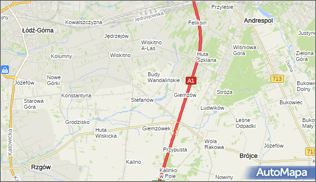 mapa Wandalin gmina Brójce, Wandalin gmina Brójce na mapie Targeo