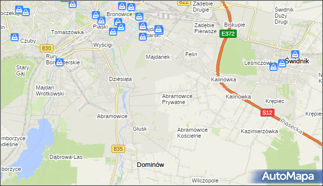 mapa Abramowice Prywatne, Abramowice Prywatne na mapie Targeo