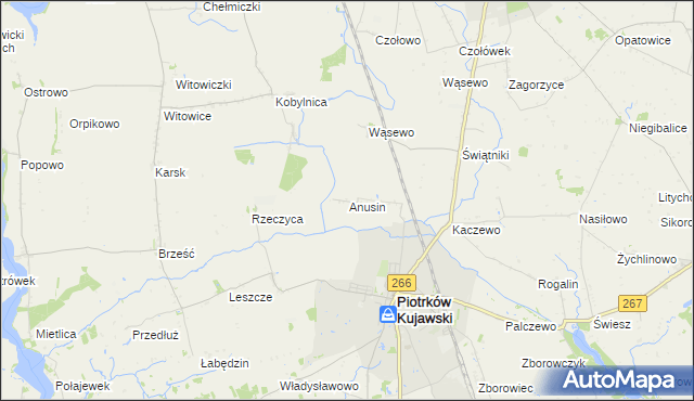 mapa Anusin gmina Piotrków Kujawski, Anusin gmina Piotrków Kujawski na mapie Targeo