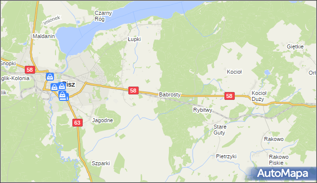 mapa Babrosty, Babrosty na mapie Targeo