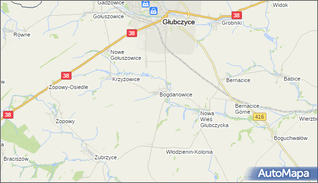 mapa Bogdanowice, Bogdanowice na mapie Targeo