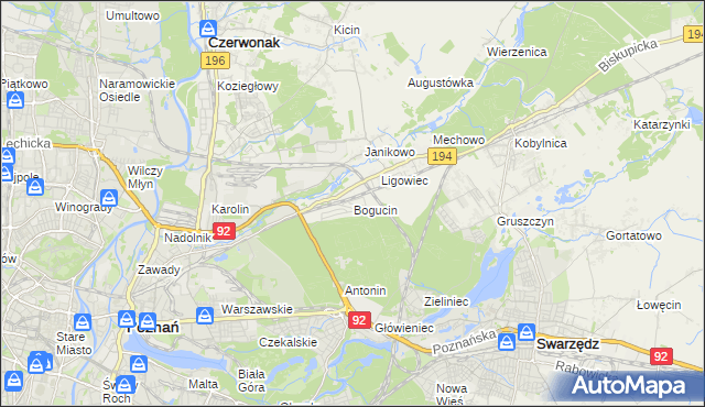 mapa Bogucin gmina Swarzędz, Bogucin gmina Swarzędz na mapie Targeo