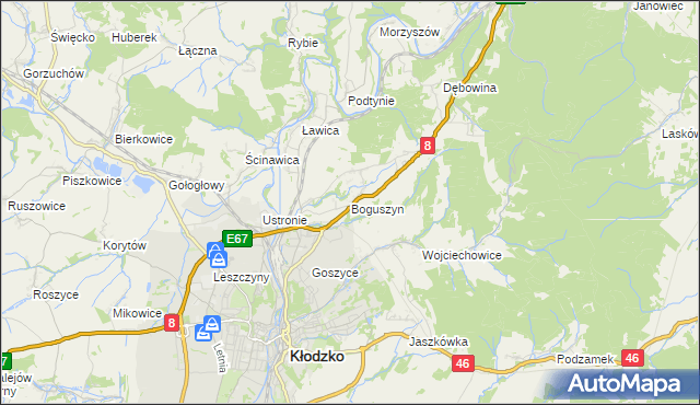 mapa Boguszyn gmina Kłodzko, Boguszyn gmina Kłodzko na mapie Targeo