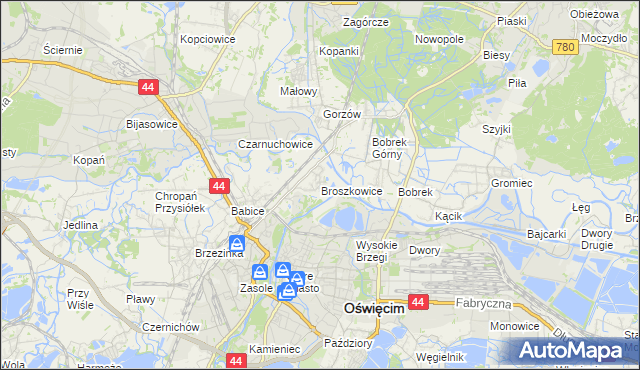 mapa Broszkowice, Broszkowice na mapie Targeo