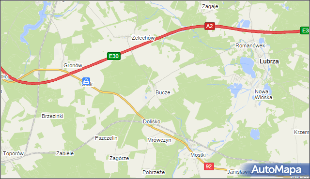 mapa Bucze gmina Lubrza, Bucze gmina Lubrza na mapie Targeo