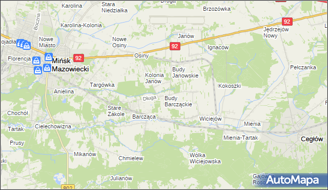 mapa Budy Barcząckie, Budy Barcząckie na mapie Targeo