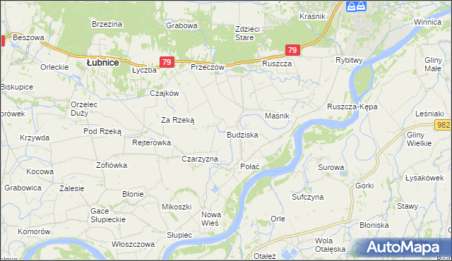 mapa Budziska gmina Łubnice, Budziska gmina Łubnice na mapie Targeo