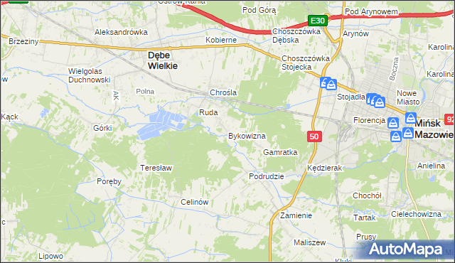 mapa Bykowizna, Bykowizna na mapie Targeo