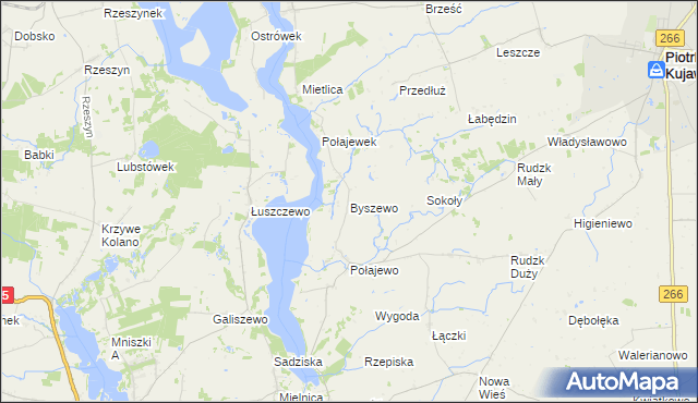 mapa Byszewo gmina Piotrków Kujawski, Byszewo gmina Piotrków Kujawski na mapie Targeo
