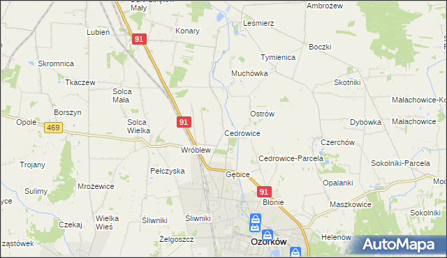 mapa Cedrowice, Cedrowice na mapie Targeo