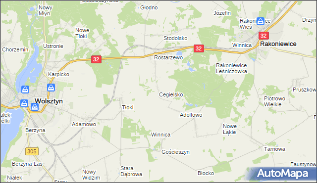 mapa Cegielsko, Cegielsko na mapie Targeo