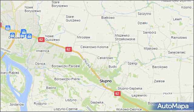 mapa Cekanowo gmina Słupno, Cekanowo gmina Słupno na mapie Targeo