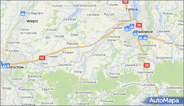 mapa Chocznia, Chocznia na mapie Targeo