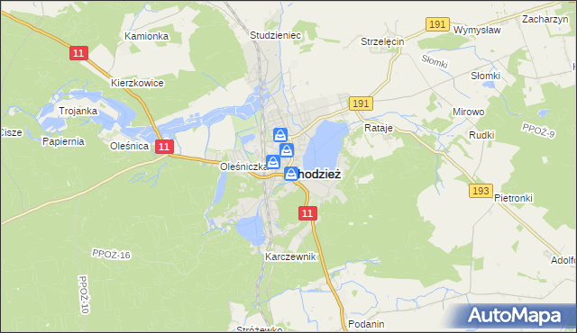 mapa Chodzież, Chodzież na mapie Targeo