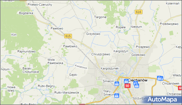 mapa Chruszczewo, Chruszczewo na mapie Targeo