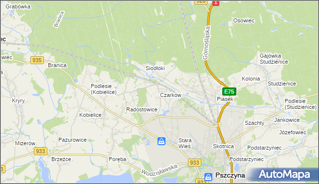 mapa Czarków gmina Pszczyna, Czarków gmina Pszczyna na mapie Targeo