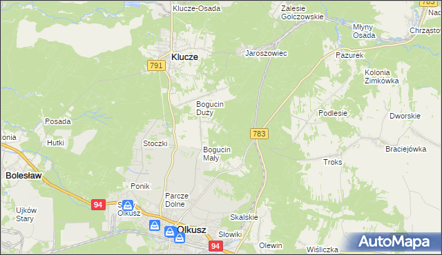 mapa Czarny Las gmina Olkusz, Czarny Las gmina Olkusz na mapie Targeo