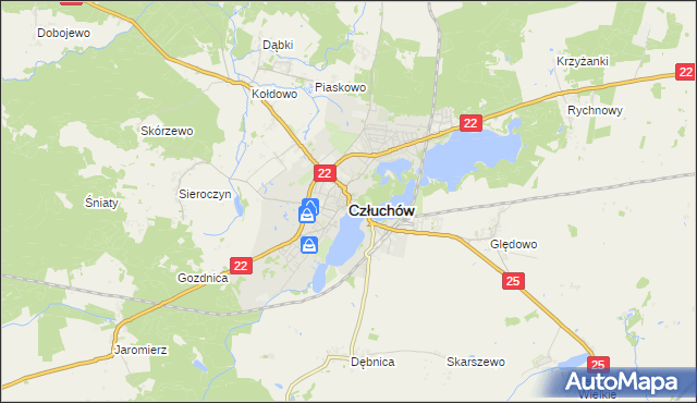 mapa Człuchów, Człuchów na mapie Targeo