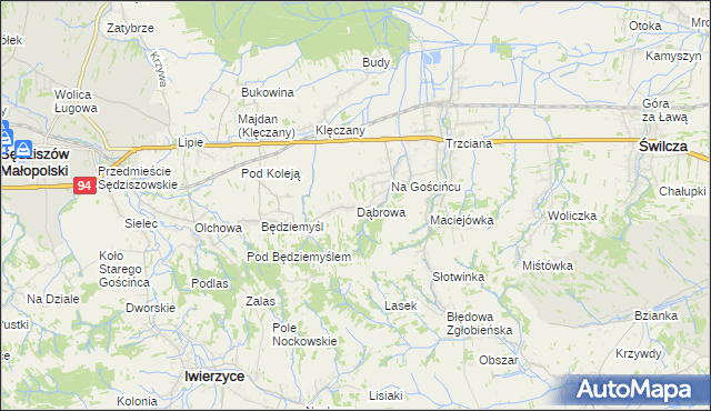 mapa Dąbrowa gmina Świlcza, Dąbrowa gmina Świlcza na mapie Targeo