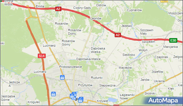 mapa Dąbrówka-Sowice, Dąbrówka-Sowice na mapie Targeo