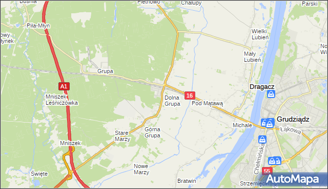 mapa Dolna Grupa, Dolna Grupa na mapie Targeo