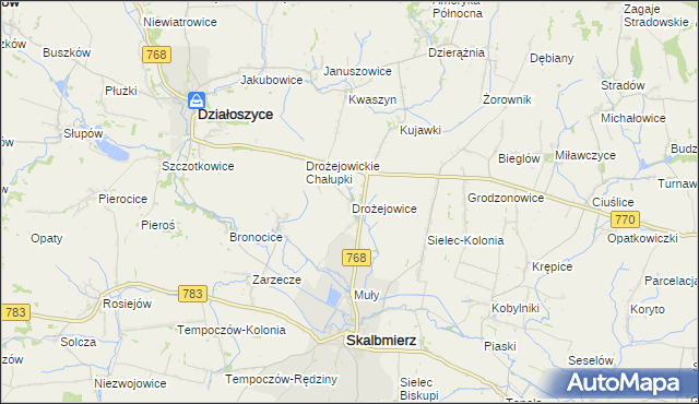 mapa Drożejowice, Drożejowice na mapie Targeo