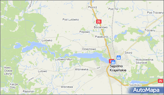 mapa Dziechowo, Dziechowo na mapie Targeo