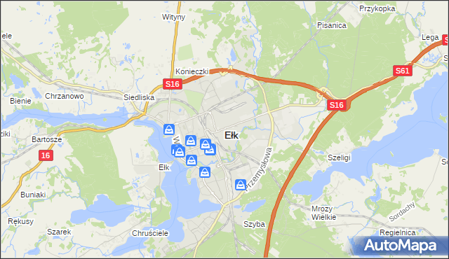 mapa Ełku, Ełk na mapie Targeo