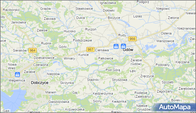 mapa Fałkowice gmina Gdów, Fałkowice gmina Gdów na mapie Targeo