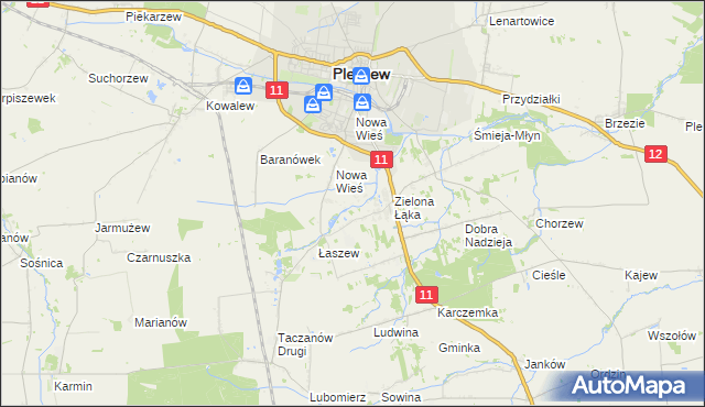 mapa Folusz gmina Pleszew, Folusz gmina Pleszew na mapie Targeo