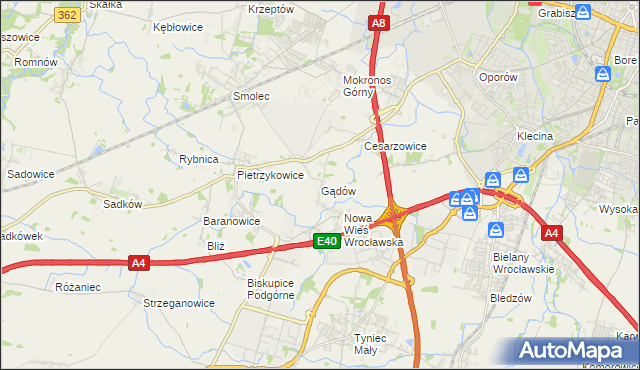 mapa Gądów, Gądów na mapie Targeo