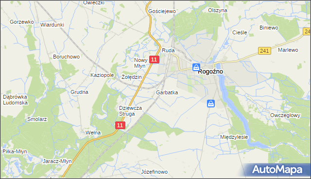 mapa Garbatka gmina Rogoźno, Garbatka gmina Rogoźno na mapie Targeo