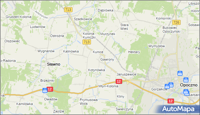 mapa Gawrony gmina Sławno, Gawrony gmina Sławno na mapie Targeo