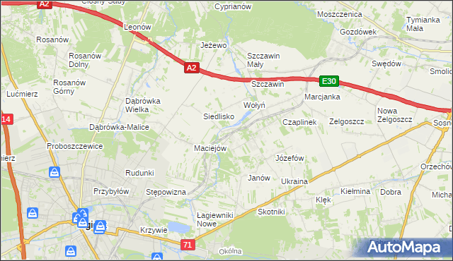 mapa Glinnik gmina Zgierz, Glinnik gmina Zgierz na mapie Targeo