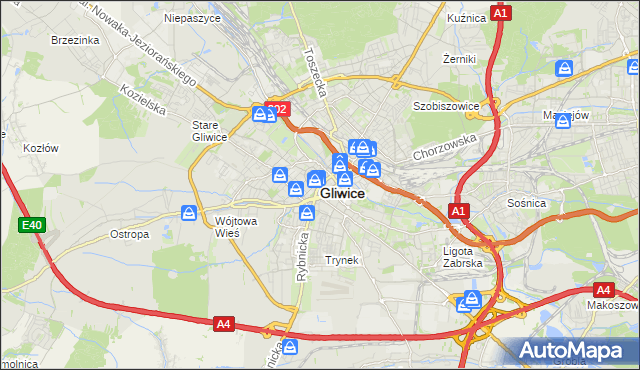 mapa Gliwic, Gliwice na mapie Targeo