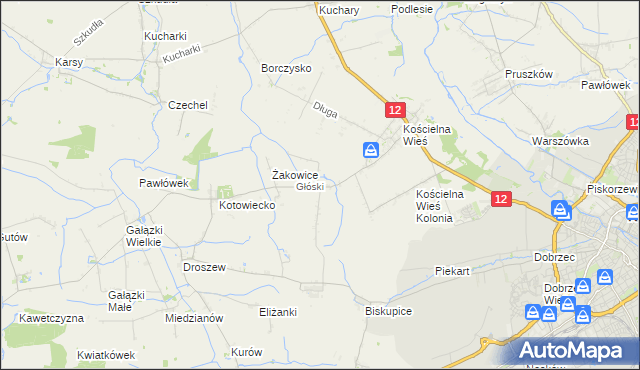 mapa Głóski, Głóski na mapie Targeo