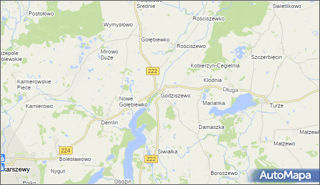 mapa Godziszewo gmina Skarszewy, Godziszewo gmina Skarszewy na mapie Targeo
