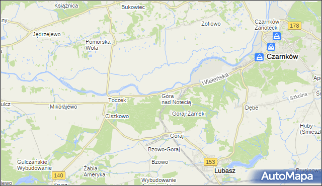 mapa Góra nad Notecią, Góra nad Notecią na mapie Targeo