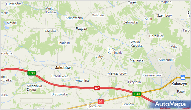 mapa Góry gmina Jakubów, Góry gmina Jakubów na mapie Targeo