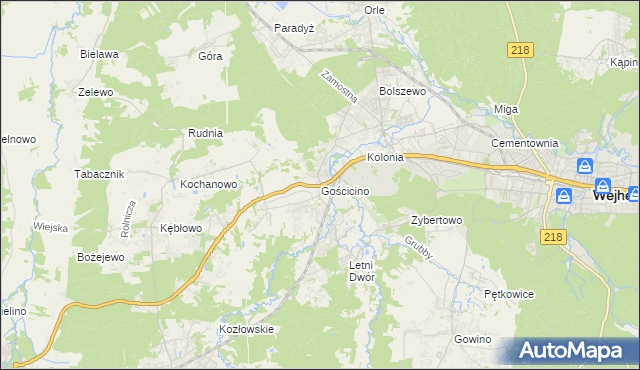 mapa Gościcino, Gościcino na mapie Targeo