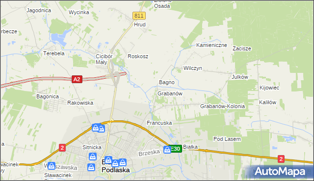 mapa Grabanów, Grabanów na mapie Targeo