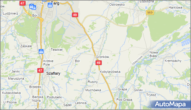 mapa Gronków, Gronków na mapie Targeo