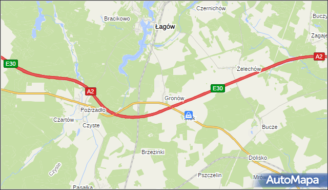 mapa Gronów gmina Łagów, Gronów gmina Łagów na mapie Targeo