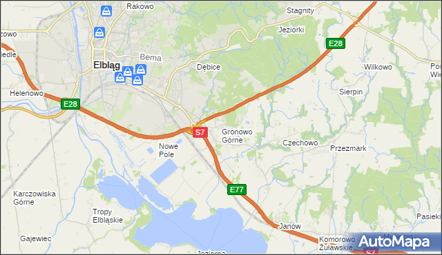 mapa Gronowo Górne, Gronowo Górne na mapie Targeo