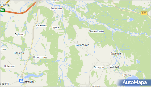 mapa Gwiazdowo gmina Sławno, Gwiazdowo gmina Sławno na mapie Targeo