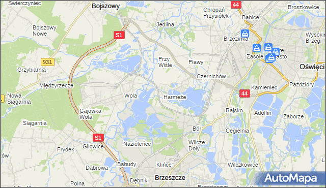 mapa Harmęże, Harmęże na mapie Targeo