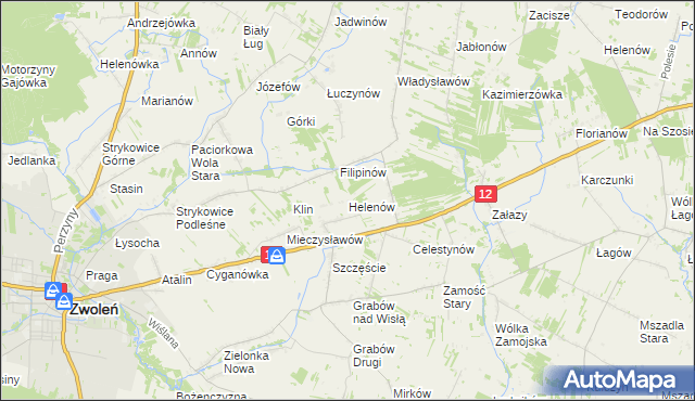 mapa Helenów gmina Zwoleń, Helenów gmina Zwoleń na mapie Targeo