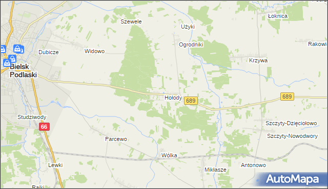 mapa Hołody, Hołody na mapie Targeo