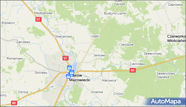mapa Jankowo gmina Czerwonka, Jankowo gmina Czerwonka na mapie Targeo