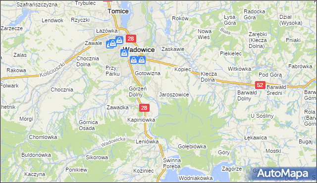 mapa Jaroszowice, Jaroszowice na mapie Targeo